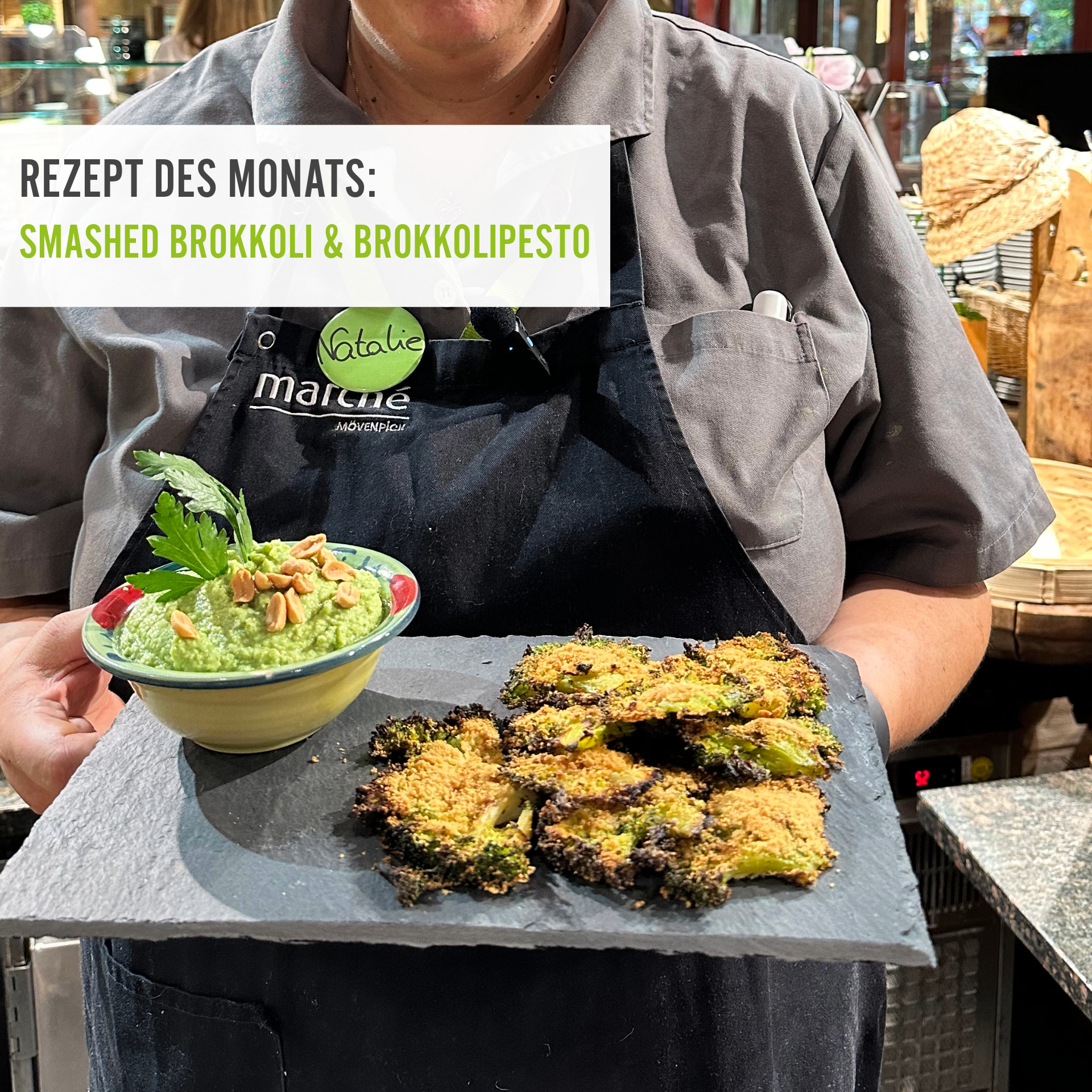 Rezept des Monats Juli Smashed Brokkoli & Brokkolipesto