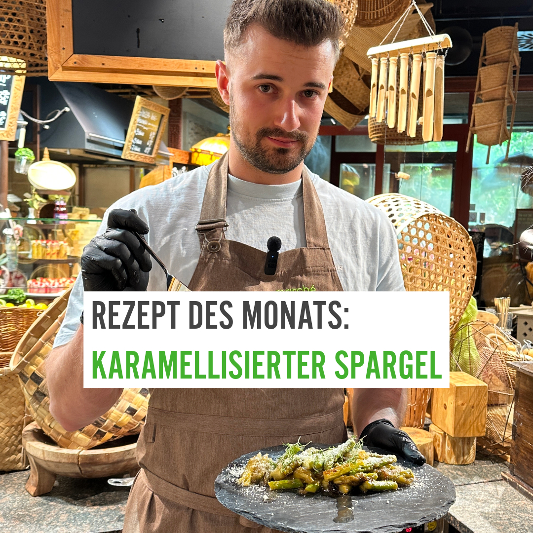 Rezept des Monats April Karamellisierter Spargel mit Rhababer
