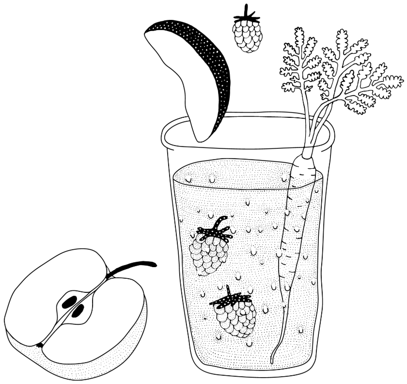 Illustration_Juice_Fruit_Vegetables Illustration drawn juice with fruit and vegetables