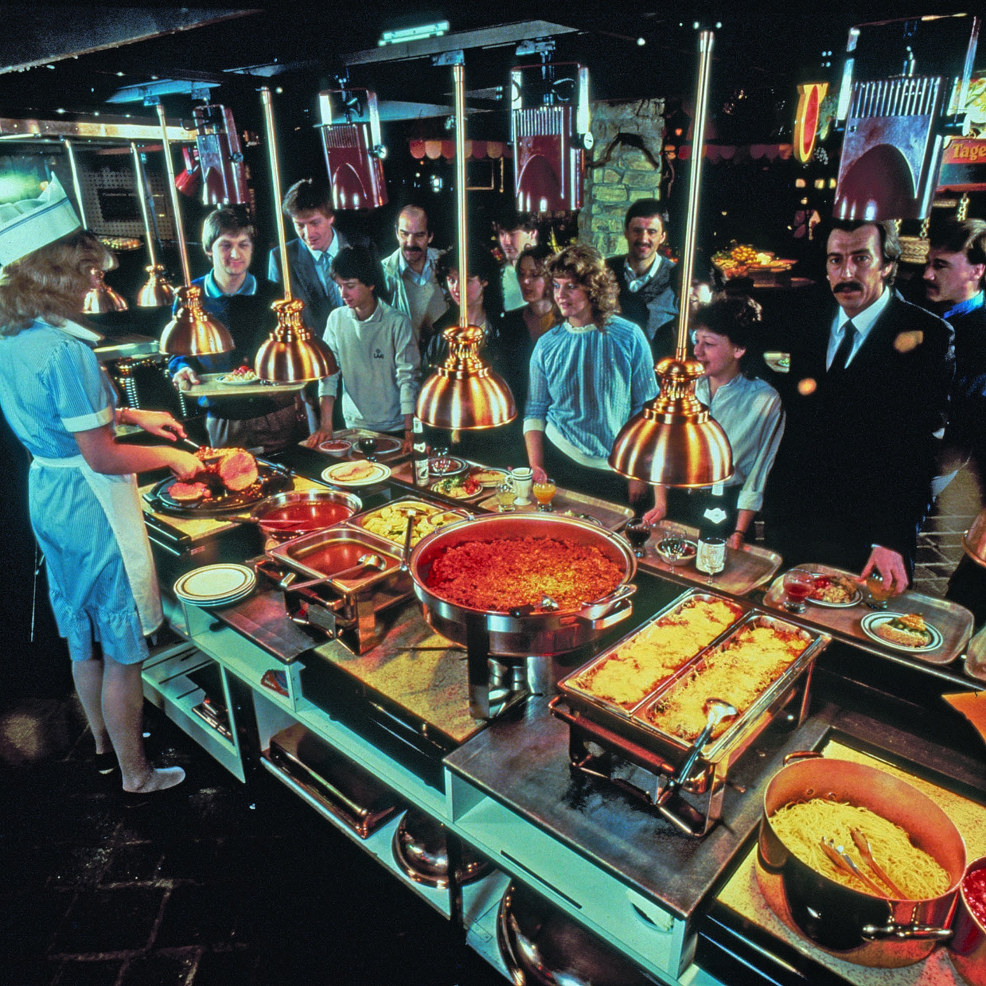 Buffet of the first Marché Restaurant in Stuttgart in 1983